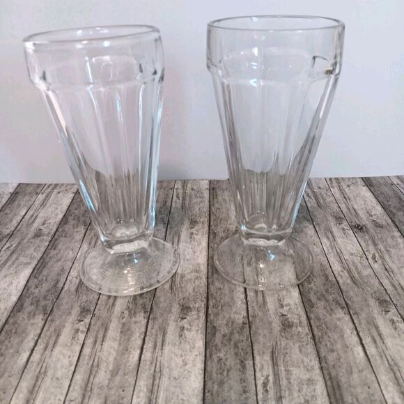 Vintage Libbey Glass Company Clear Pressed Glass Soda Fountain Sundae Glasses - Picture 5 of 10